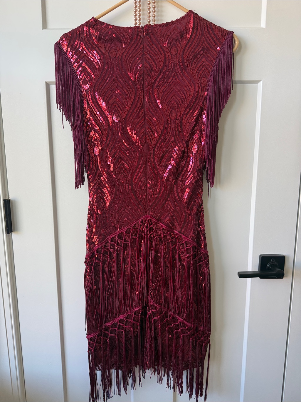 Wine Red Sequin Fringe Cocktail Dress. Flapper Costume. — image 4 of 4
